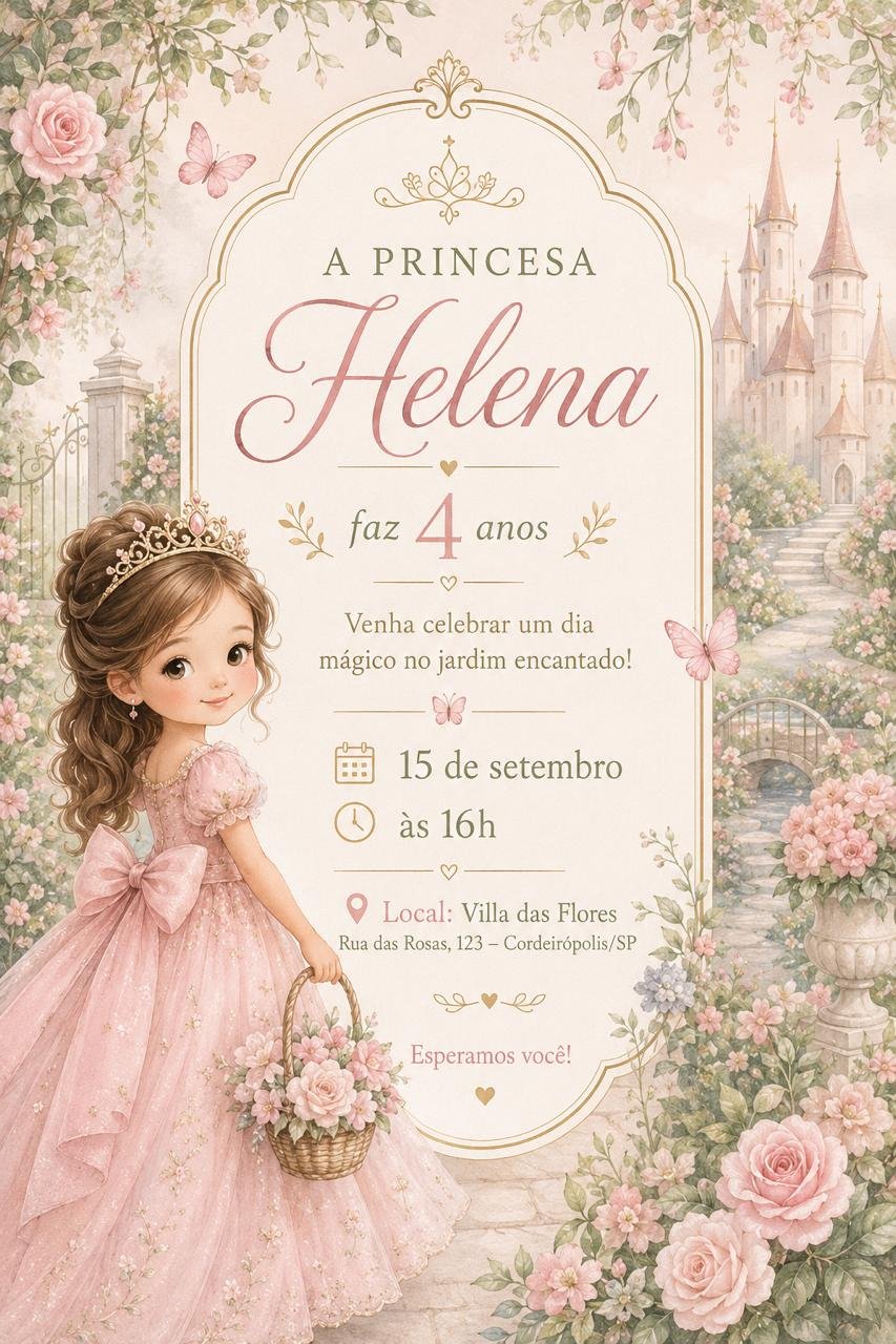 Convites digitais infantis personalizados da Criaclique