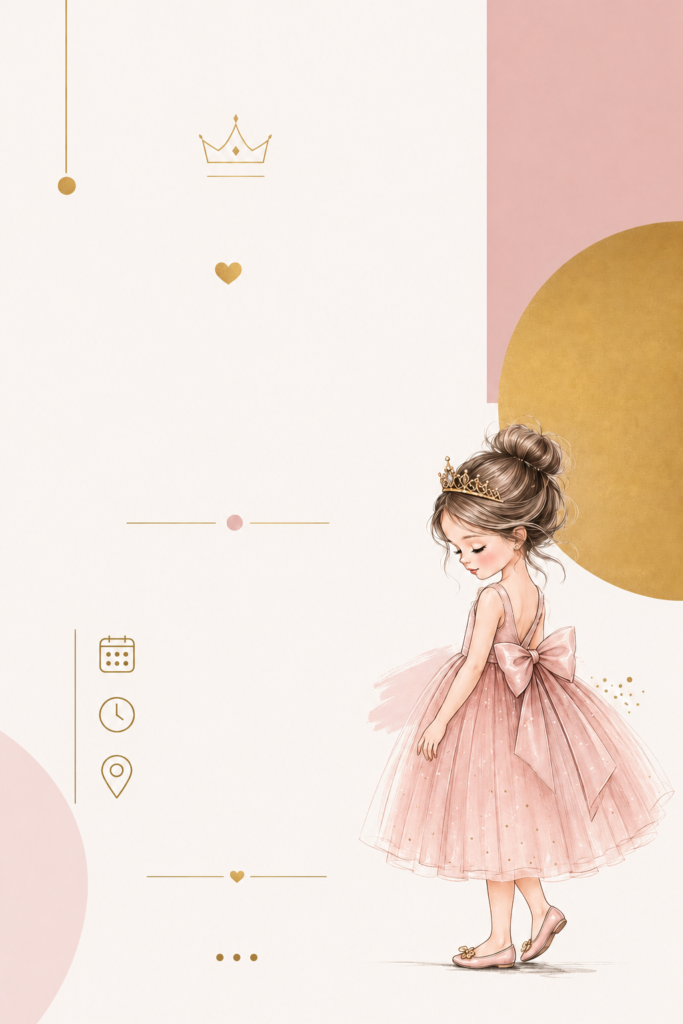 Convite Princesa Elisa — Minimalista Rosa