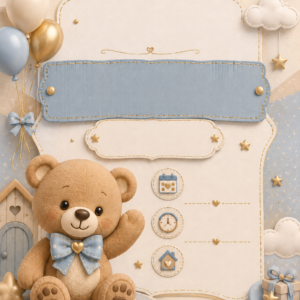 Convite Ursinho Bernardo — Azul Clássico